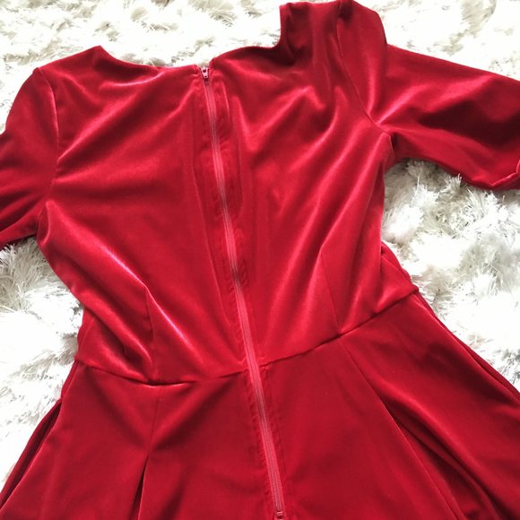 NWT Copper key Red velvet dress long sleeves L &M - Picture 9 of 12